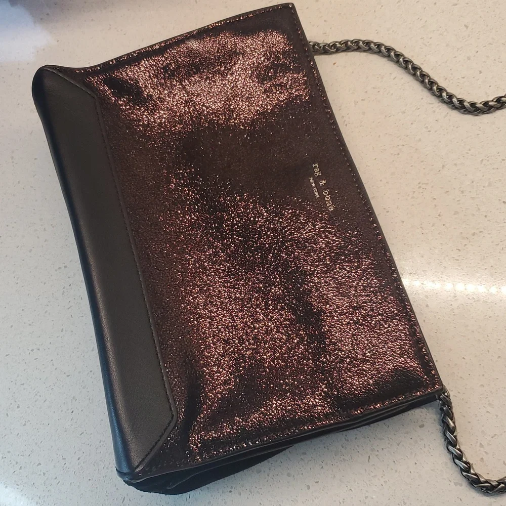 RAG & BONE Copper Mini Compass plum/black leather Crossbody